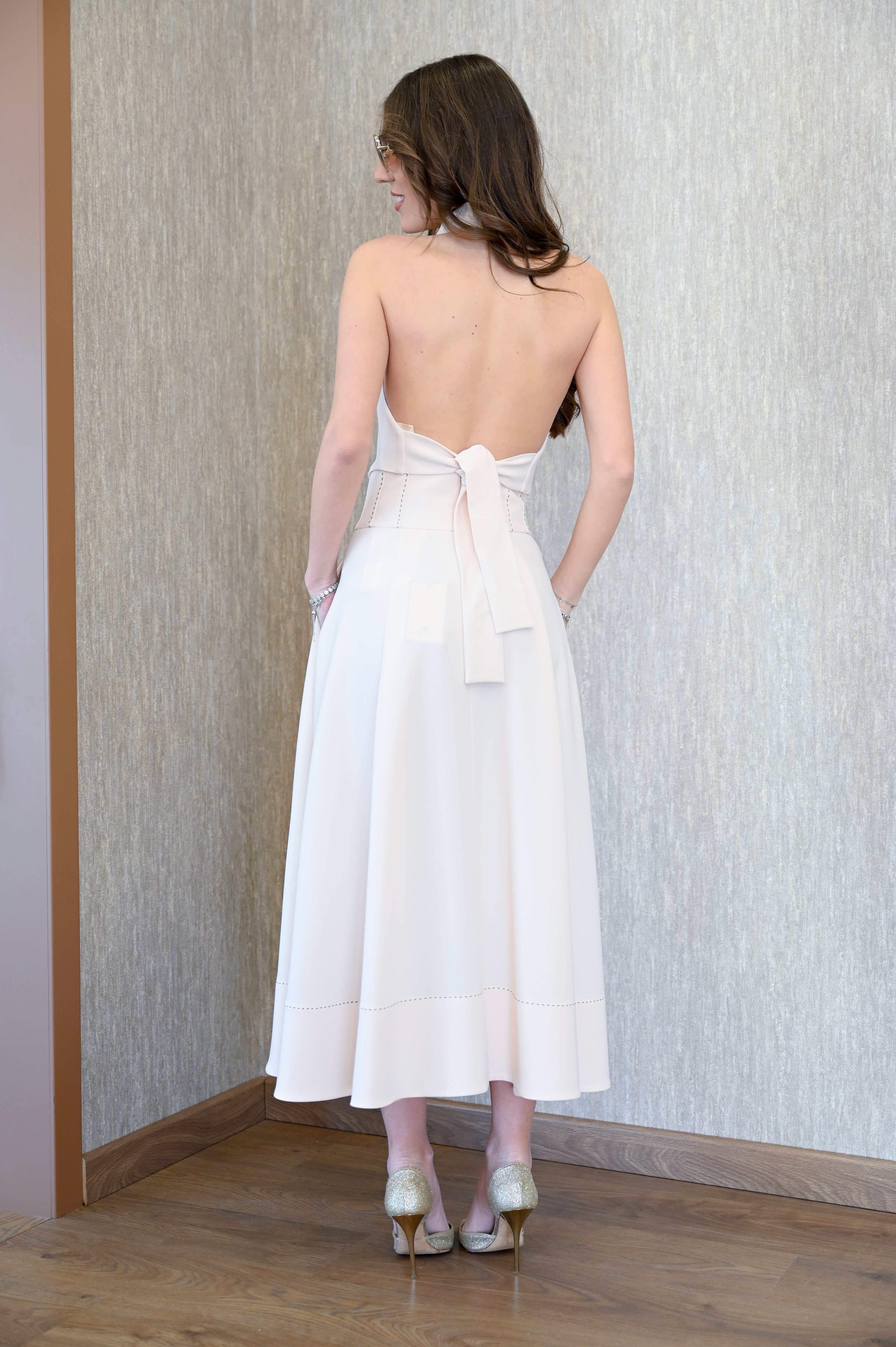 Gonna a ruota in crepe con impunture a contrasto Elisabetta Franchi Elisabetta Franchi PE25