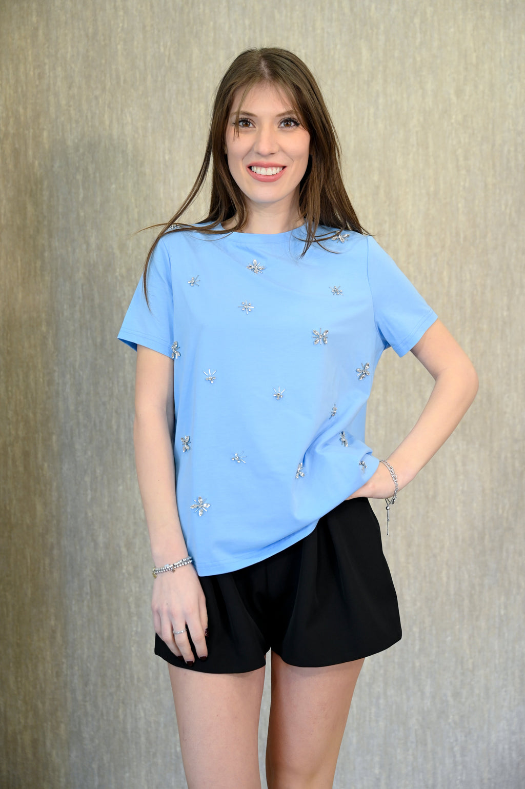 T-shirt con pietre crystall apllicate Koralline Koralline PE25