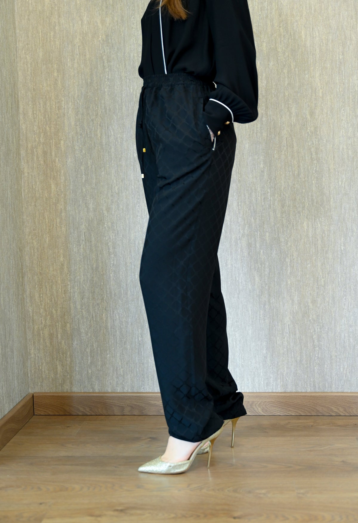 Joggers in satin con losanga jacquard Elisabetta Franchi Elisabetta Franchi PE25