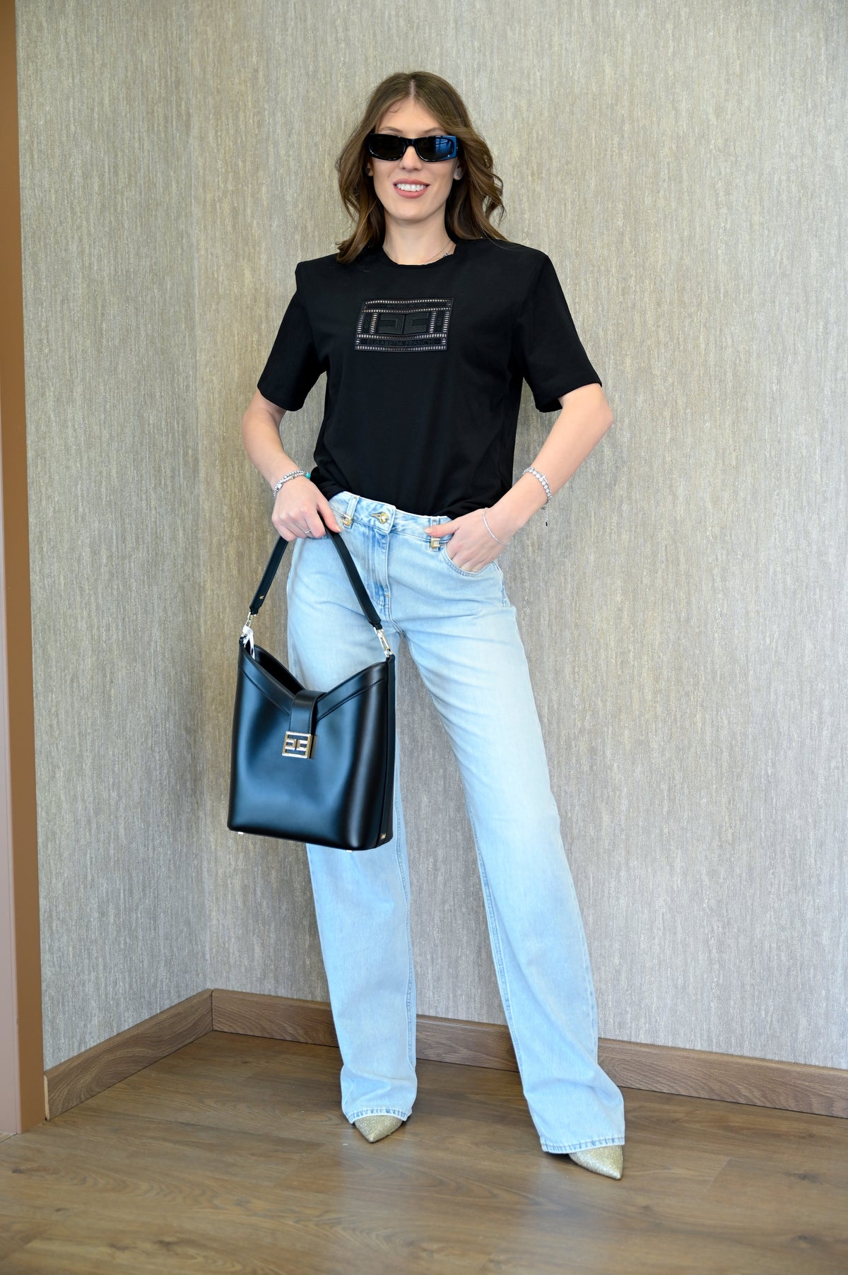 T-shirt con Dettaglio Traforato Elisabetta Franchi Elisabetta Franchi PE25