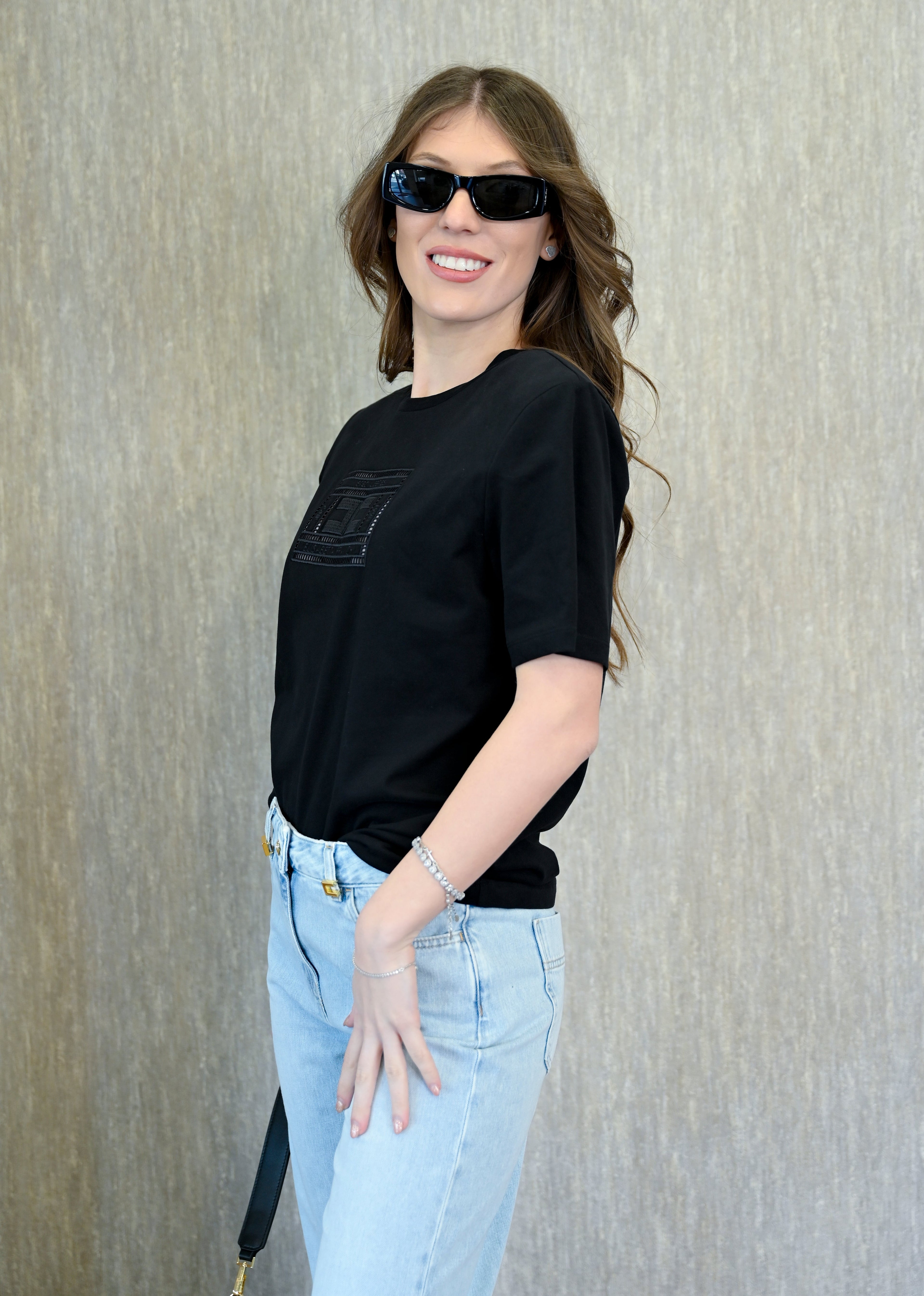 T-shirt con Dettaglio Traforato Elisabetta Franchi Elisabetta Franchi PE25