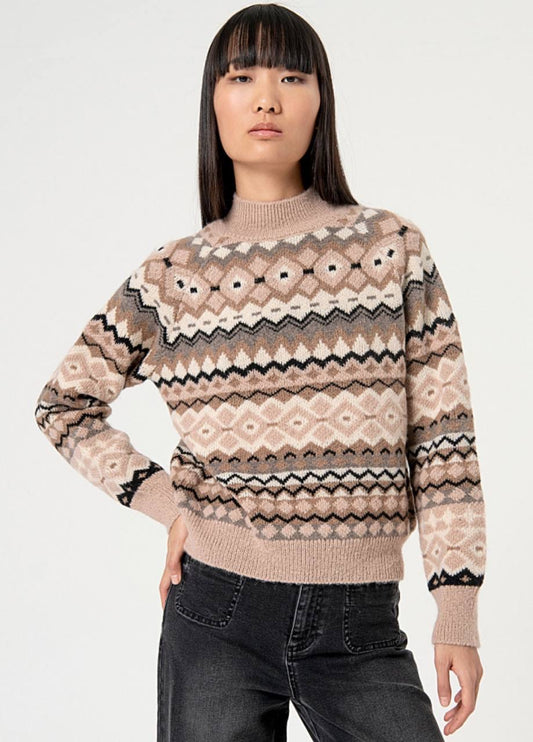 Surkana jacquard turtleneck sweater with edges