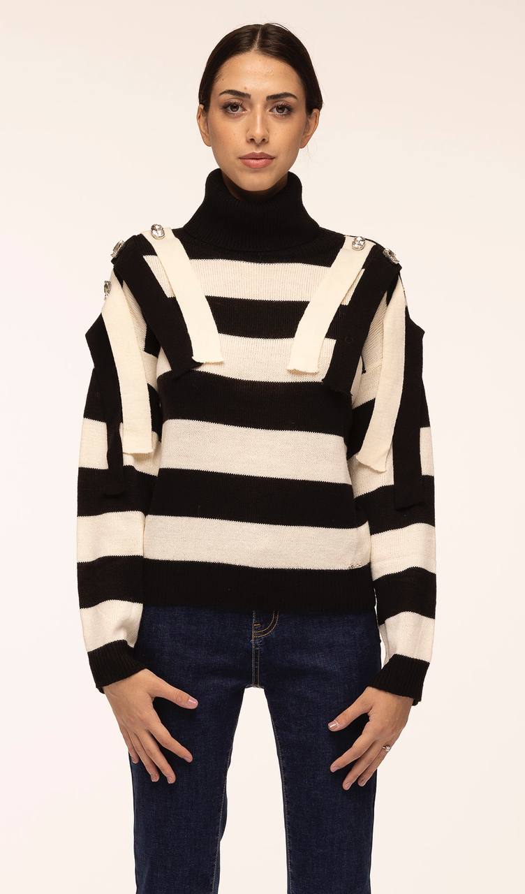 Koralline high neck sweater with fringes