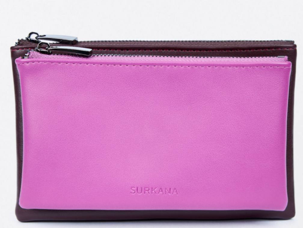 Surkana two-tone double zipper wallet