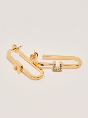 Orecchini a Cerchio con Mini Logo In Strass Elisabetta Franchi Elisabetta Franchi PE25